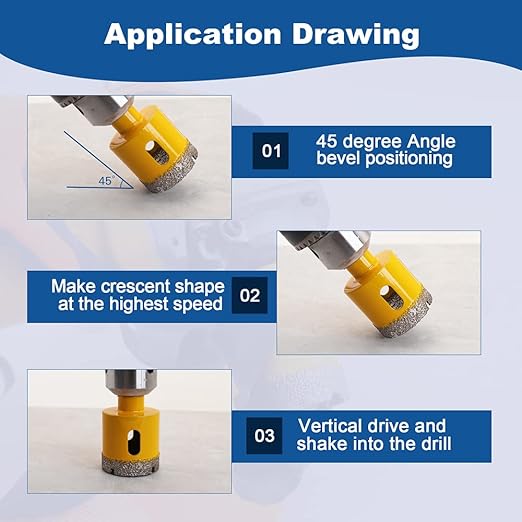 HIGHDRIL Multi Angle Measuring Ruler 5-Hole Drill Locator & Diamond Drill Bit Kit Triangle Shank for Porcelain Tile Ceramic Marble Brick Vacuum Brazed Hole Saw(6/8/10/20/25/28/32/35/45/50/65mm)