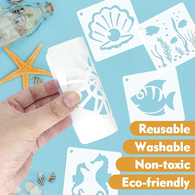 50 PCS Ocean Animal Painting Stencils Reusable Sea Stencils - Image 5