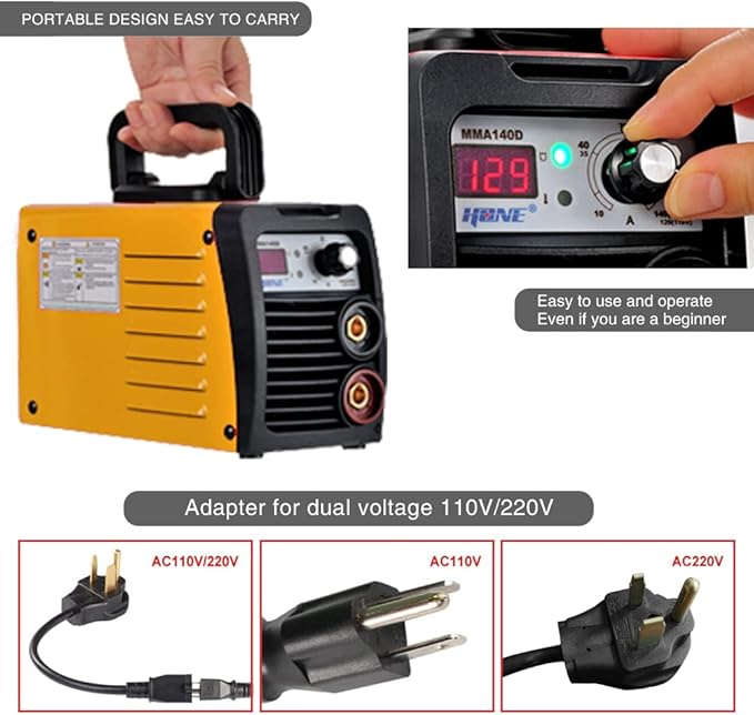 HONE ARC Welder 110V/220V, Actual 140Amp Stick Welder, Digital IGBT Inverter LCD Display Welding Machine with Hot Start Arc Force Anti-Stick, High Efficiency for Welding Rod 1/16-1/8-Inch