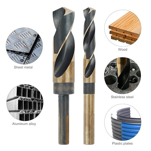 COMOWARE 1" Reduced Shank Drill Bit, HSS M2, Black & Gold Drill Bit with 3-Flat 1/2" Shank, 135° Split Point, Metal Drills Bits for Steel/Aluminum/Iron/Plastic/Wood, for Electricians & DIY