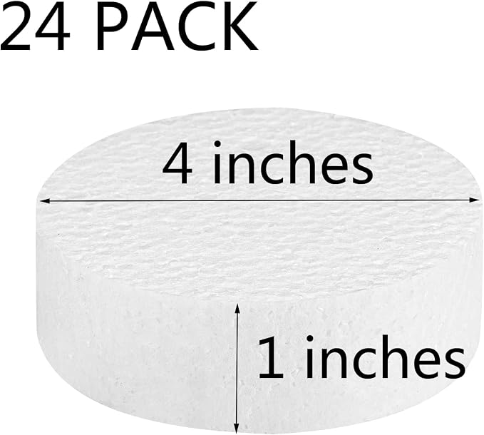 4 Inch 24-Pack Foam Circles for Crafts, Polystyrene Round Foam Disc for DIY - Image 2