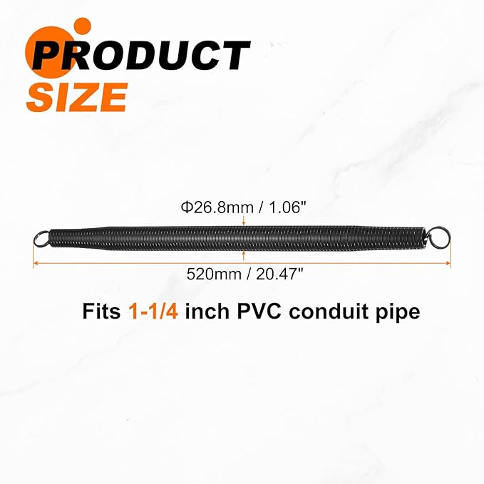 HARFINGTON 2pcs PVC Spring Tube Bender 26.8mm OD 520mm Long B Type Conduit Pipe Bender Bending Spring for Pipe Bending Devices in Home Hydropower, Black