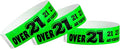 200 WristCo Over 21 Neon Green Tyvek Wristbands for Events - ¾” x 10” - Waterproof Recyclable Comfortable Tear Resistant Paper Bracelets Wrist Bands for Concerts Festivals Admission Party