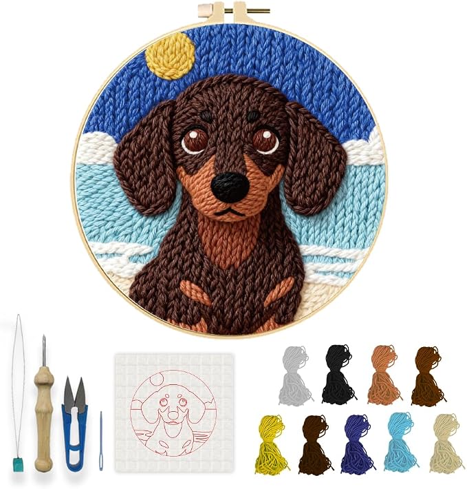 INFUNLY Dachshund Punch Needle Kits by INFUNLY