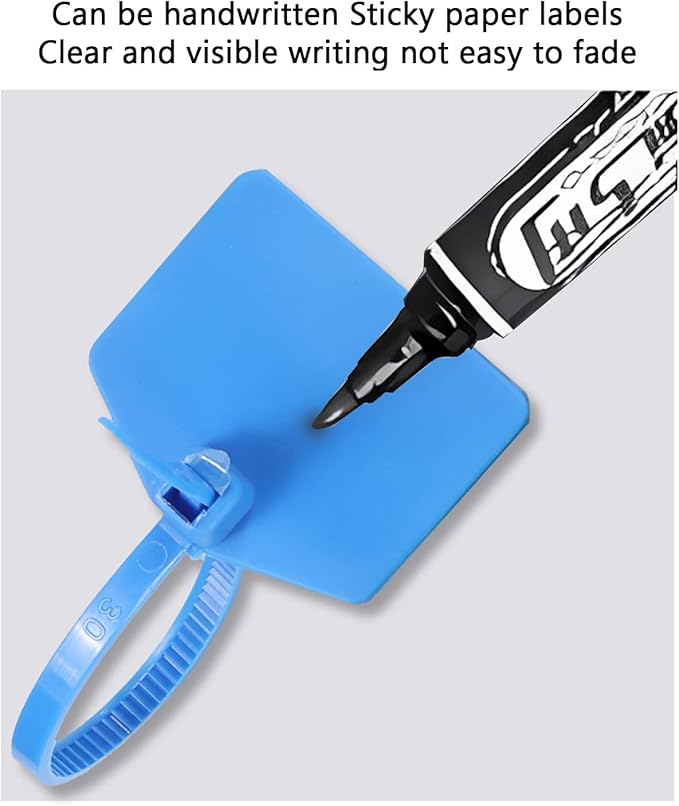 4 in Marker Nylon Cable Ties, Plastic Water Proof Tags, Self-Locking Written-on Cable Marker, Security Seals Label for Cabling, Wire Marking Label, Shipping Hanging Tags - Green/ 100pcs