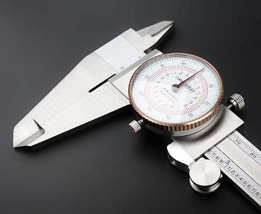 Accusize Industrial Tools 12'' by 0.001''/300mm by 0.02mm Dual Needle Precision Dial Caliper,Imperial/Metric, P920-S232