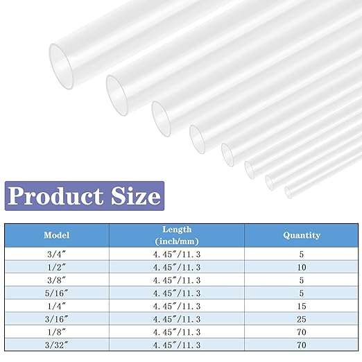 XHF 205 PCS 8 Size Length 3.5" Clear 3:1 Waterproof Automotive Electrical Heat Shrink Tubing Assortment Kit Marine Grade Adhesive Lined Tube, Insulation Sealing Oil-Proof Wear-Resistant