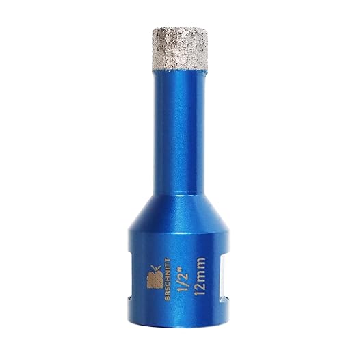1/2 Inch Diamond Core Drill Bit for Porcelain Tile Ceramic Marble Granite Drilling,BRSCHNITT 1pc Vacuum Brazed Diamond Hole Saw with 5/8-11 Thread (12mm)