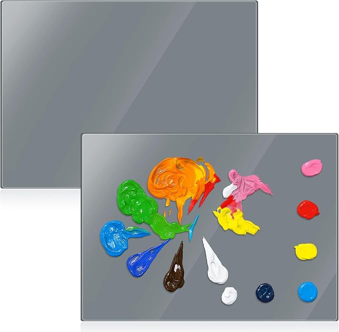 Nuanchu 2 Pcs 9 x 12 Inches Neutral Grey Tempered Glass Palette by Nuanchu
