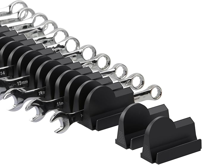 12 pcs Modular Wrench Organizers for Tool Drawers - Wrench Rack with Metric&SAE Labels, Perfect Tool Storage Holder. Gift for father, brother and boyfriend (No Magnet)