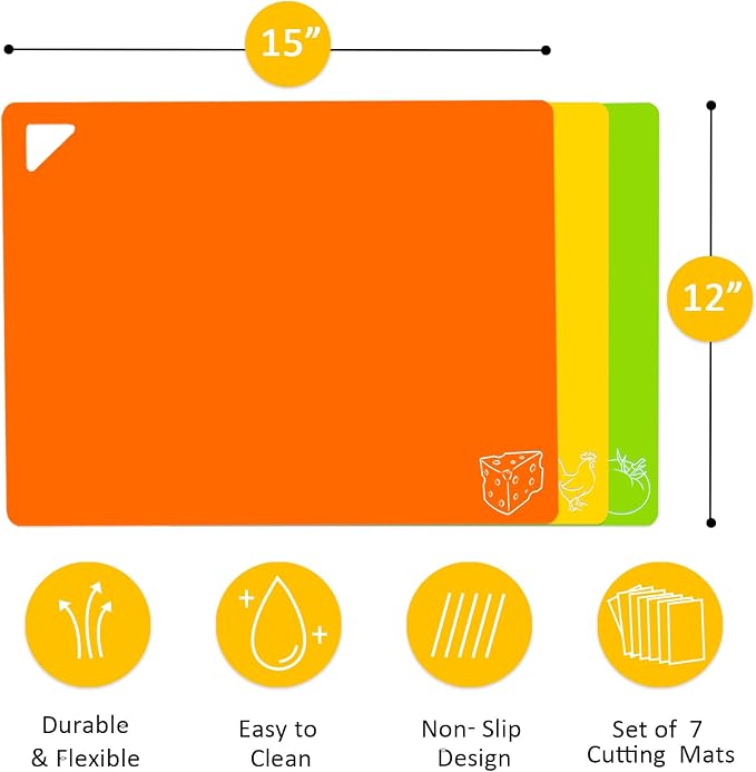7 Pieces Plastic Flexible Cutting Boards - Image 3