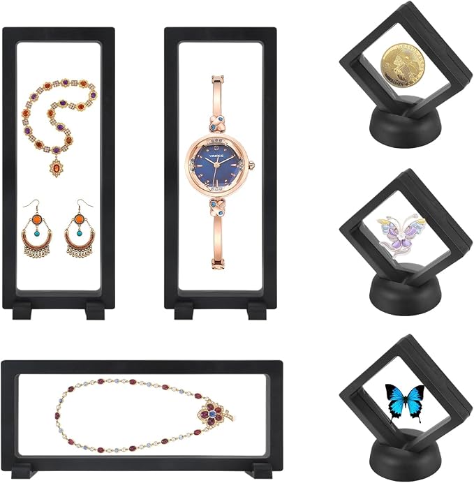 6 Pcs 3D Floating Display Case, Challenge Coins Display Holder Frame by DIBALIYI