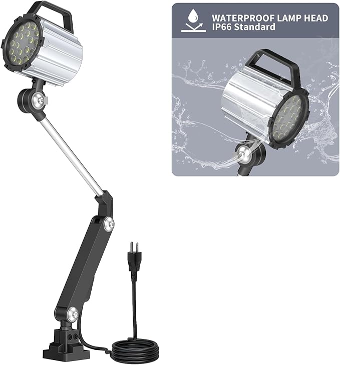 New Led Wood Lathe Light, 20W Machine Lamp, 2000 Lumens Flexible Work Light for Wood Lathe, Drill Press, 110-220v