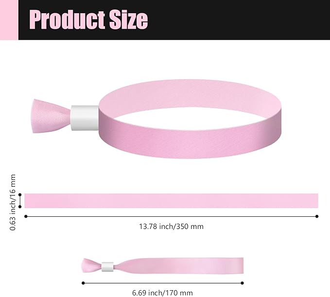 100 Pcs Cloth Event Wristbands, Event Wristbands, Colored Wrist Bands for Events, for Lightweight Concert Wrist Strap for Activities, Party Bracelets for Events (Color : Pink)