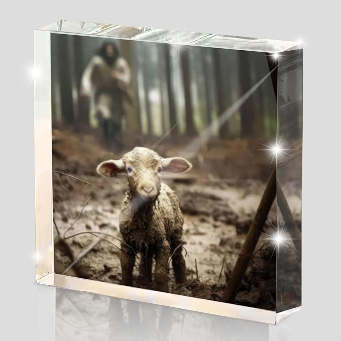 Christian Jesus And Lamb Religious Acrylic Desktop, Spiritual Gifts by MUZRUYOU