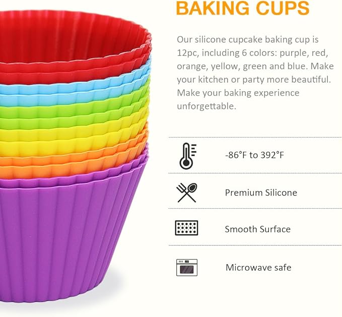 Extra Large Silicone Cupcake Muffin Cups 12 Pack, 3.54 Inch | Non-stick - Image 3