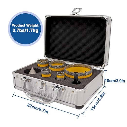 HIGHDRIL Diamond Drill Bits Kit - 25/35/50/75mm/20mm Finger Bit+50mm Chamfer Bit +SDS Adapter with 5/8-11 Thread for Porcelain Ceramic Tile Granite Marble Brick