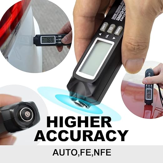 allsun Digital Paint Thickness Tester Car Paint Depth Gauge Meter UM/mil,0-2000UM Range Auto Power Off 3 Data Hold Modes