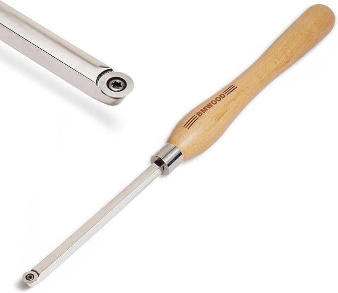 Overall length:18 3/4" Carbide Tipped Finisher Chisel For Woodturning, Beech handle length: 12 1/2", Tool bar length: 6 1/4", Tool bar thickness: 10mm (3/8") Square, with 12*2.5mm-30°TCT ROUND BLADE