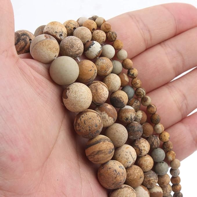 8mm Matte Picture Jasper Bead, 15-Inch Matte Round Loose Stone Beads - Image 7