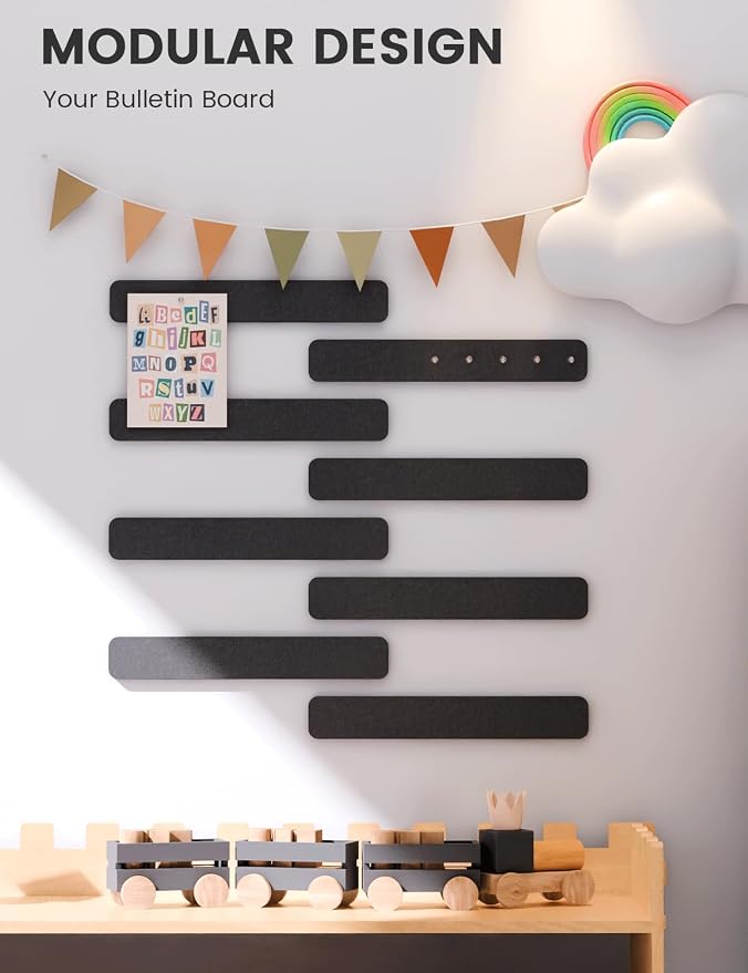 Fluxynara Cork Board Alternative Felt Strip Board 8-Pack 13"x2", Office Pin - Image 5