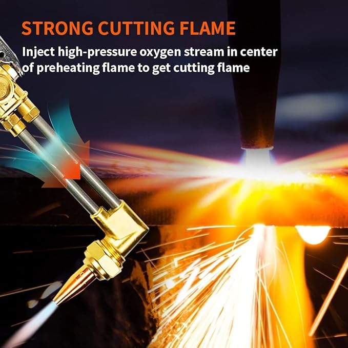 TOAUTO Heavy Duty Cutting Torch, Oxygen Propane Acetylene Welding Torch Flame Torch Handle & Cutting Attachment with Propane Tip