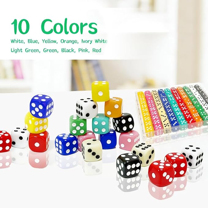 100 Pieces 16MM Dice Set, 6 Sided Colored Dices - Image 3