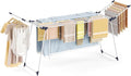 APEXCHASER Clothes Drying Rack Foldable, Large Drying Rack for Clothing Retractable, Winged Laundry Rack Folding Indoor Outdoor, Metal Clothes Airer for Bedding Towel Sweater Heavy Duty, White