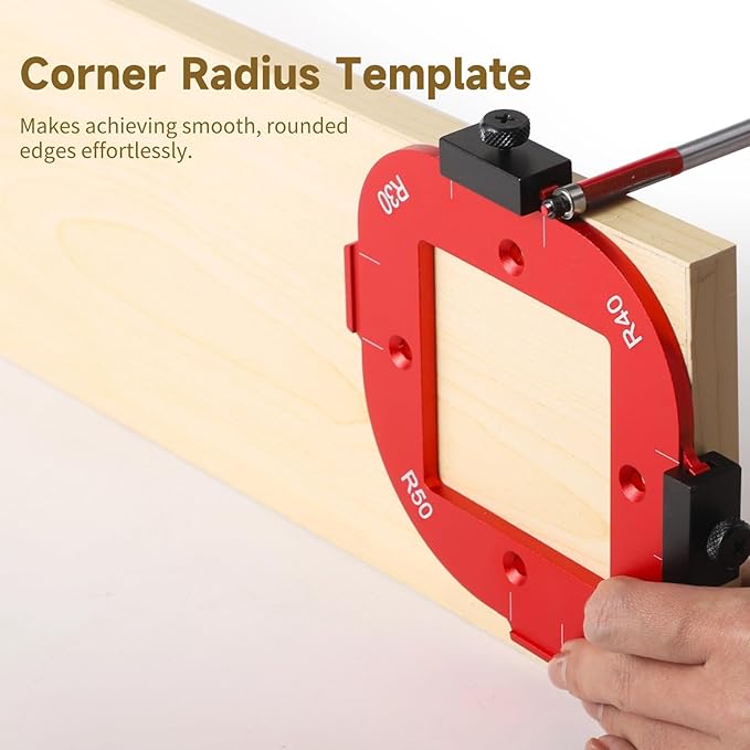 2 PCS Router Corner Radius Templates, Arc Templates with Edge Trimmer for Woodworking, Precise Woodworking Router Jigs and Templates, R10 R15 R20 R25 R30 R35 R40 R50