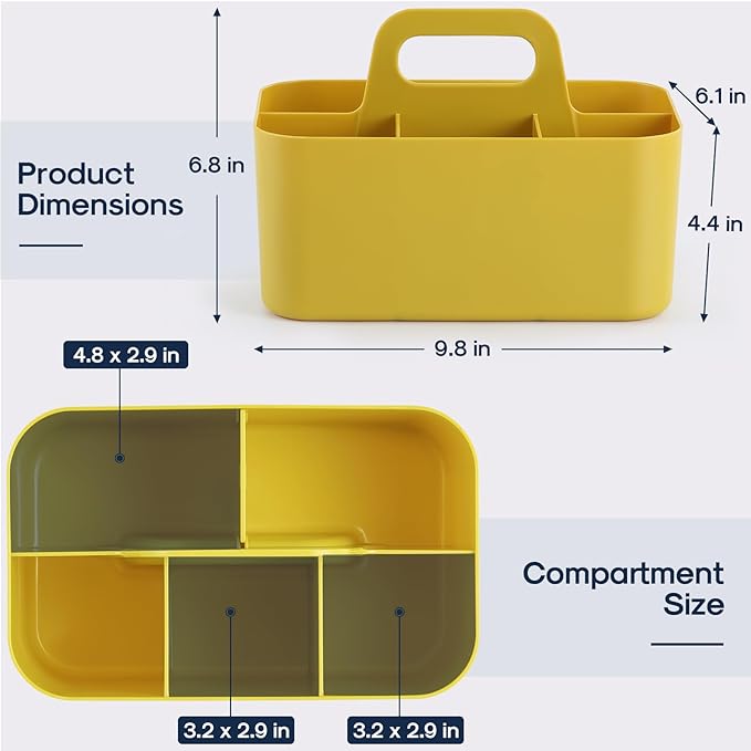 Multiuse Caddy Organizer with Handle, Portable Divided Plastic Tote Bin - Image 5