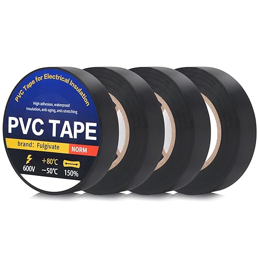 4 Pack Black Electrical Tape，0.70 in x 72ft，Waterproof High Temperature Electric Tape Weatherproof Home Outdoor Multipurpose Insulating Wire Wrapping