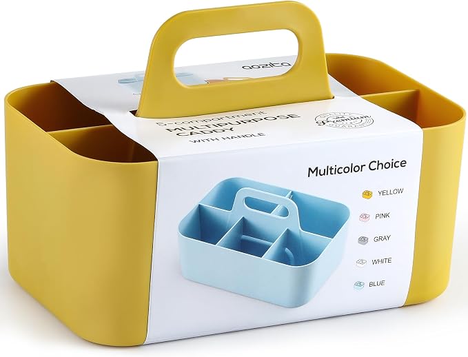 Multiuse Caddy Organizer with Handle, Portable Divided Plastic Tote Bin - Image 9