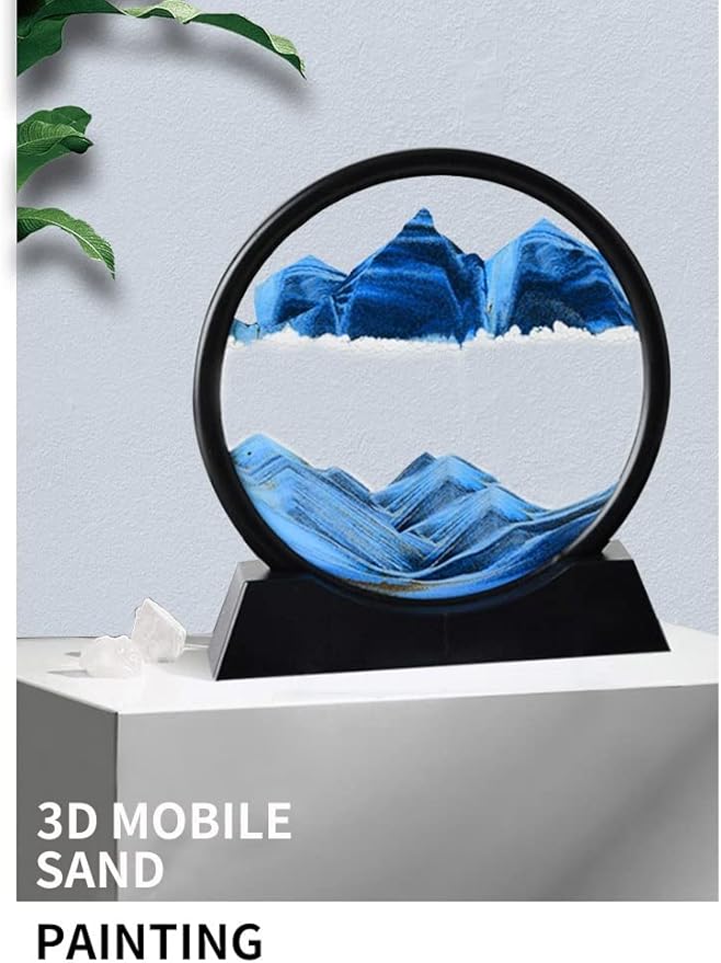 SOFLIY 3D Dynamic Sand Art Liquid Motion, Moving Sand Art Picture Round Glass - Image 2