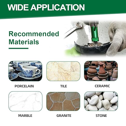 Tile Hole Saw Kit - 5pcs 35/50/65/75/102mm Diamond Core Drill Bits+1" Versatile Drilling Milling Bit+2" Beveling Chamfer Bit 5/8-11" Thread for Porcelain Ceramic Granite Marble Angle Grinder