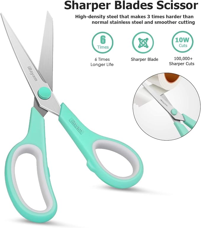 iBayam 24-Pack 8" Heavy Duty Scissors in Bulk, Ultra-Sharp, Comfort Grip | - Image 4