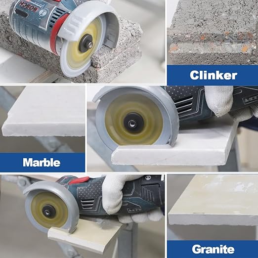 HIGHDRIL Diamond Concrete Blade 3" 75mm x Arbor 3/8" 10mm - 4pcs Angle Grinder Cutting Disc for Cutting Granite Hard Concrete Products Hard Artificial Natural Stones Clinker