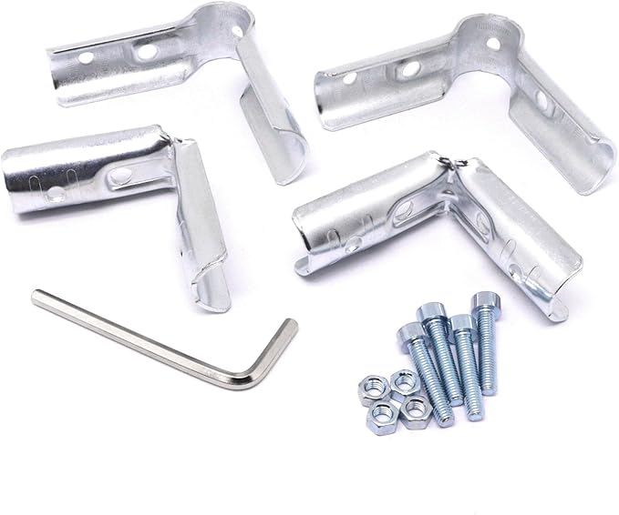90 Degree Pipe Connector Tee Clamp Fittings, Steel Connection Clamps Set with Small Wrench （2set, 20mm）