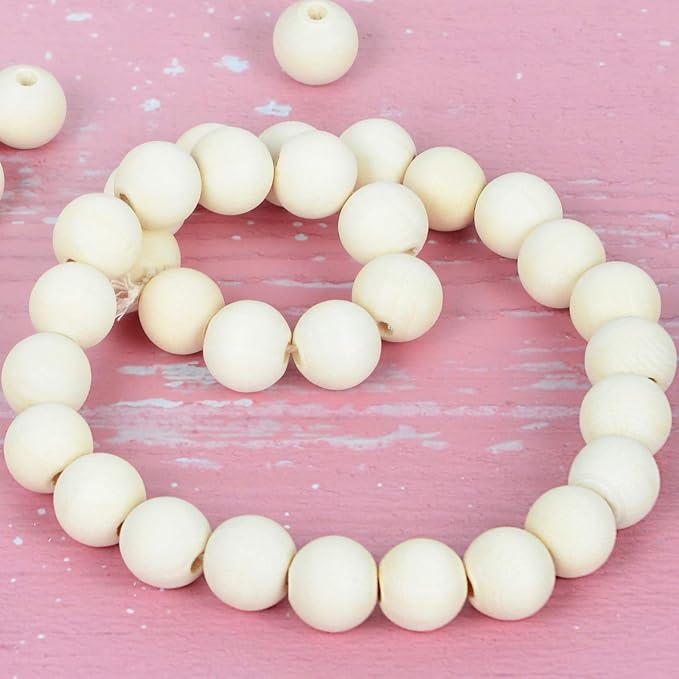 300pcs 20mm Wood Beads Natural Unfinished Round Wooden Loose Beads Wood Spacer - Image 7