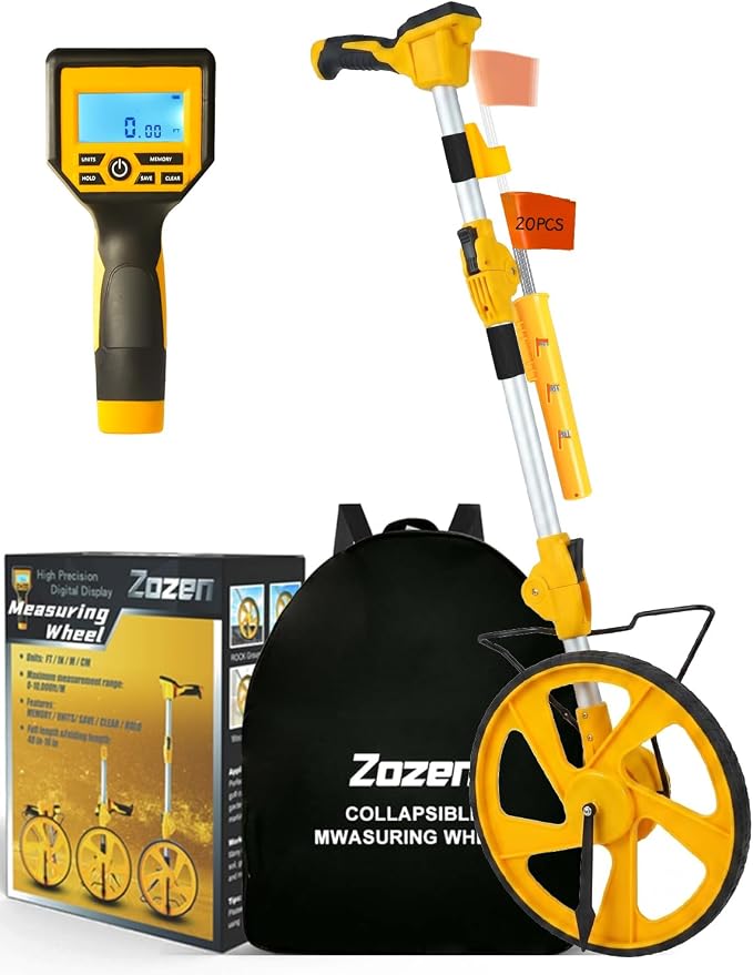 Zozen Measuring Wheel Digital Display, 20 Marking Flag&Holder, Foldable | by Zozen