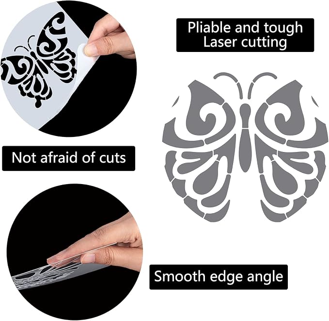 GORGECRAFT 12"X12"Butterfly Stencil Mandala Pattern Templates Reusable - Image 3