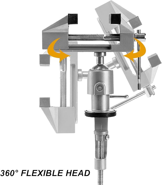 Fasmov Swivel 3" Universal Table Vise Tilts Rotate 360° Universal Work, Portable Work Bench Vise for Drilling, Woodworking, Painting, Jewelry Making, Mental Working, Electronics Soldering