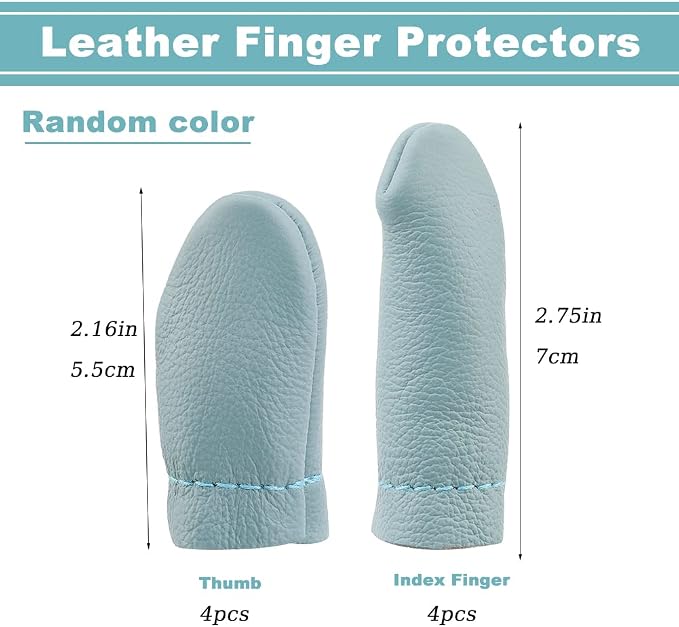 Mayboos 4 Pairs Leather Finger Protector Needle Felting Knitting Finger Thimble - Image 2
