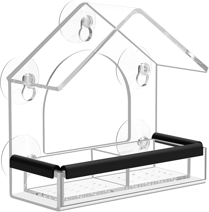 Clear Window Bird Feeder with 5 Extra Strong Suction Cups, DY-SKTY Sturdy and by DY-SKTY
