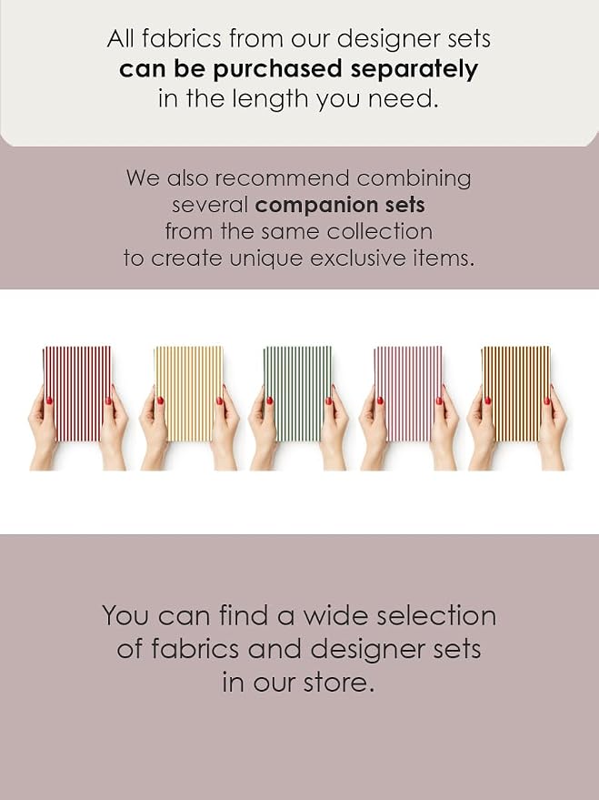 Striped Cotton Fabric Bundle, 5 Coordinating Stripe Fabric Panels, 23.6 x 11.8 - Image 3