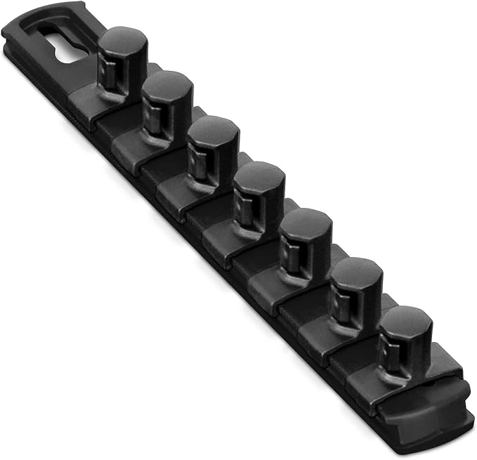 Ernst Manufacturing 8-Inch Magnetic Socket Organizer with 7 1/2-Inch Twist Lock Clips, Black (8428M-Black-1/2)