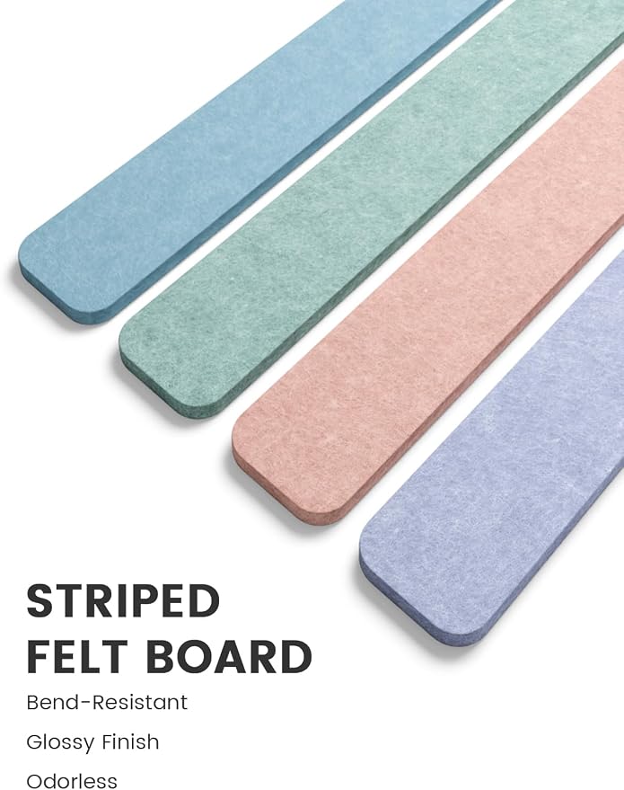 Fluxynara Cork Board Alternative Felt Strip Board 5-Pack 13"x2", Office Pin - Image 3