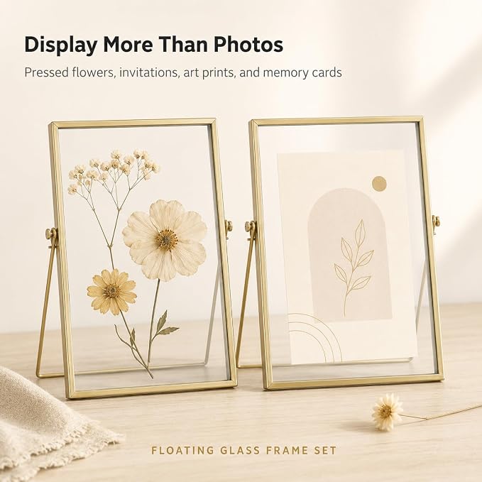 AceList Floating Picture Frame, 2 Pack 8x10 Gold Double Glass | Clear - Image 6