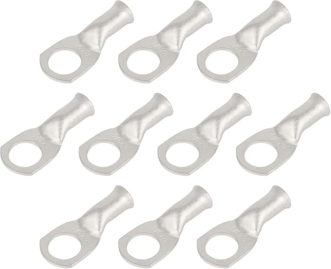 10pcs 8 AWG-3/8(M10) Tinned Copper Ring Terminals Battery Lugs, Heavy Duty Wire Lugs, Battery Cable Connectors