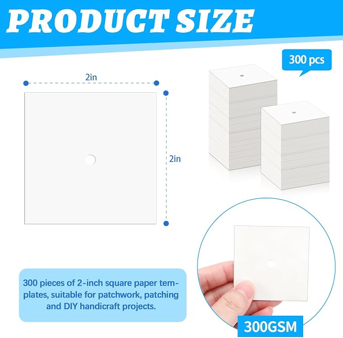 300 PCS 2" Square Paper Piecing Templates, Quilting Templates Accessories - Image 2