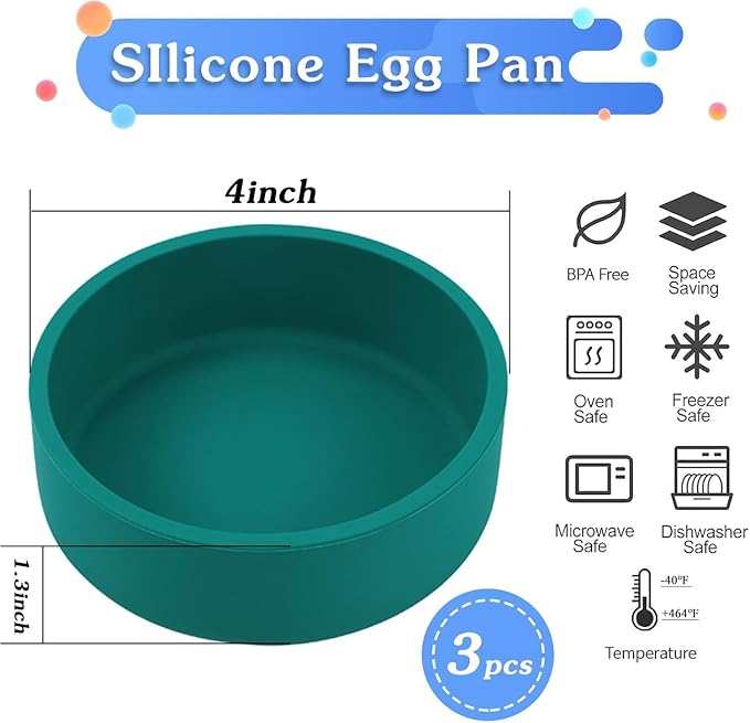 3Pcs ZHYEEDAA Air Fryer Egg Mold, Silicone Egg Molds, Individual Egg Bite Maker - Image 2